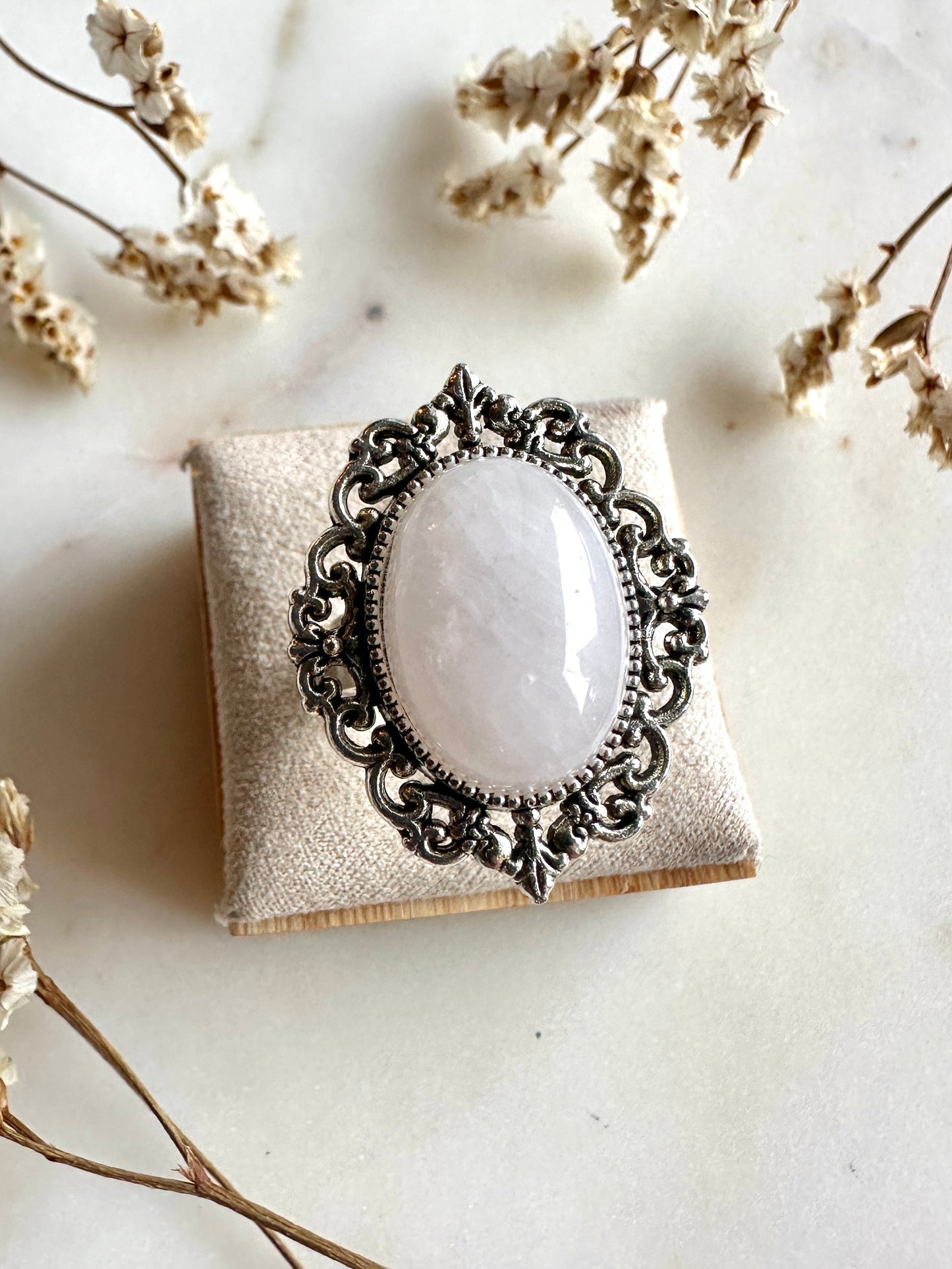 Bague bohème chic pierre semi précieuse et argent vieilli