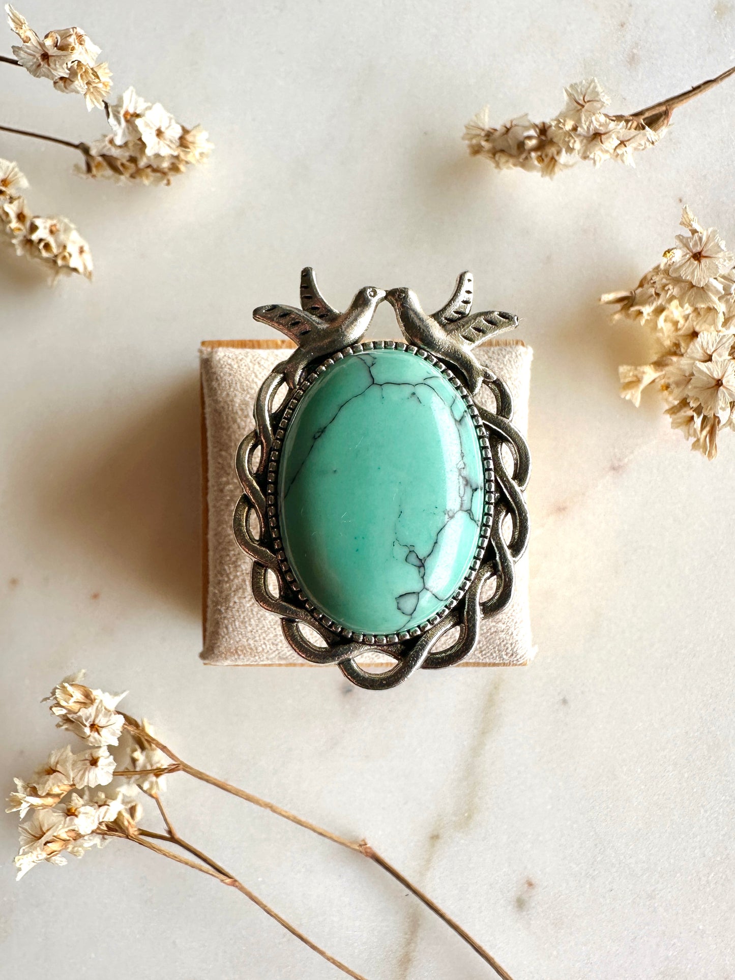 Bague bohème chic pierre semi précieuse et argent vieilli