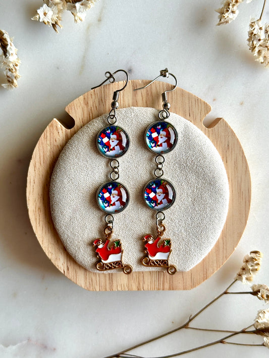 Boucles d'oreilles Traineau du Père Noël