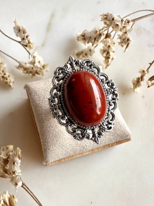 Bague bohème chic pierre semi précieuse et argent vieilli