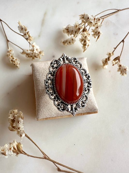 Bague bohème chic pierre semi précieuse et argent vieilli