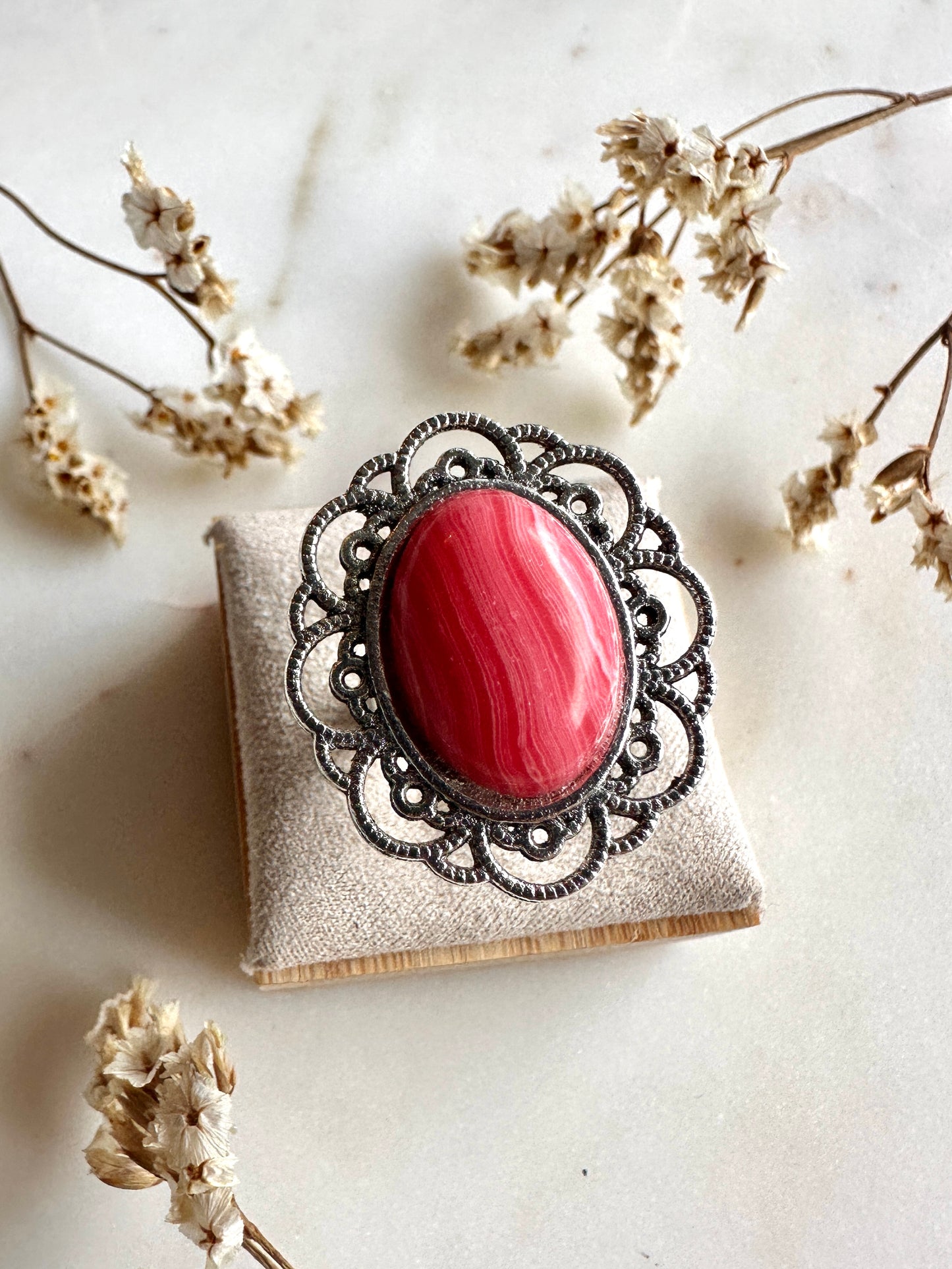 Bague bohème chic pierre semi précieuse et argent vieilli